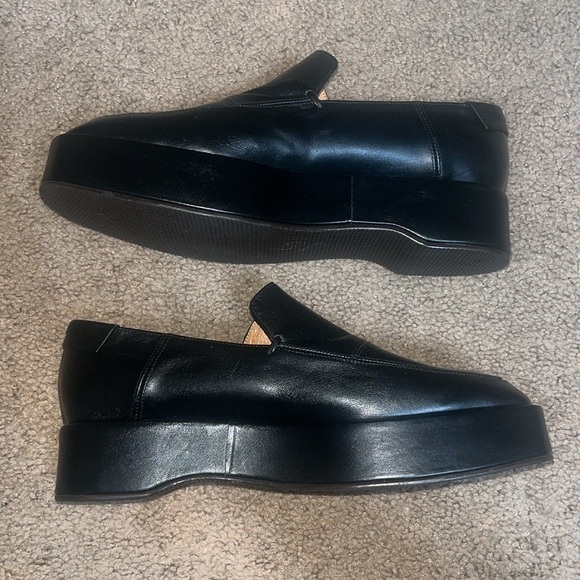 Reike Nen Square Toe Cross Stitch Detail Leather Platform Loafer 40 / 10 - Picture 4 of 10